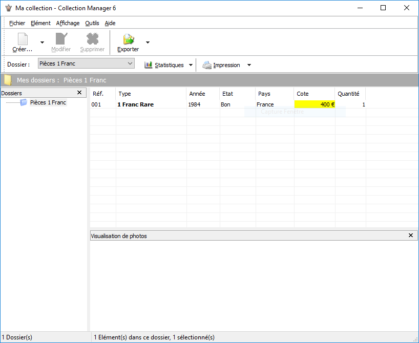 Aperçu de l’interface du logiciel Collection Manager 2026